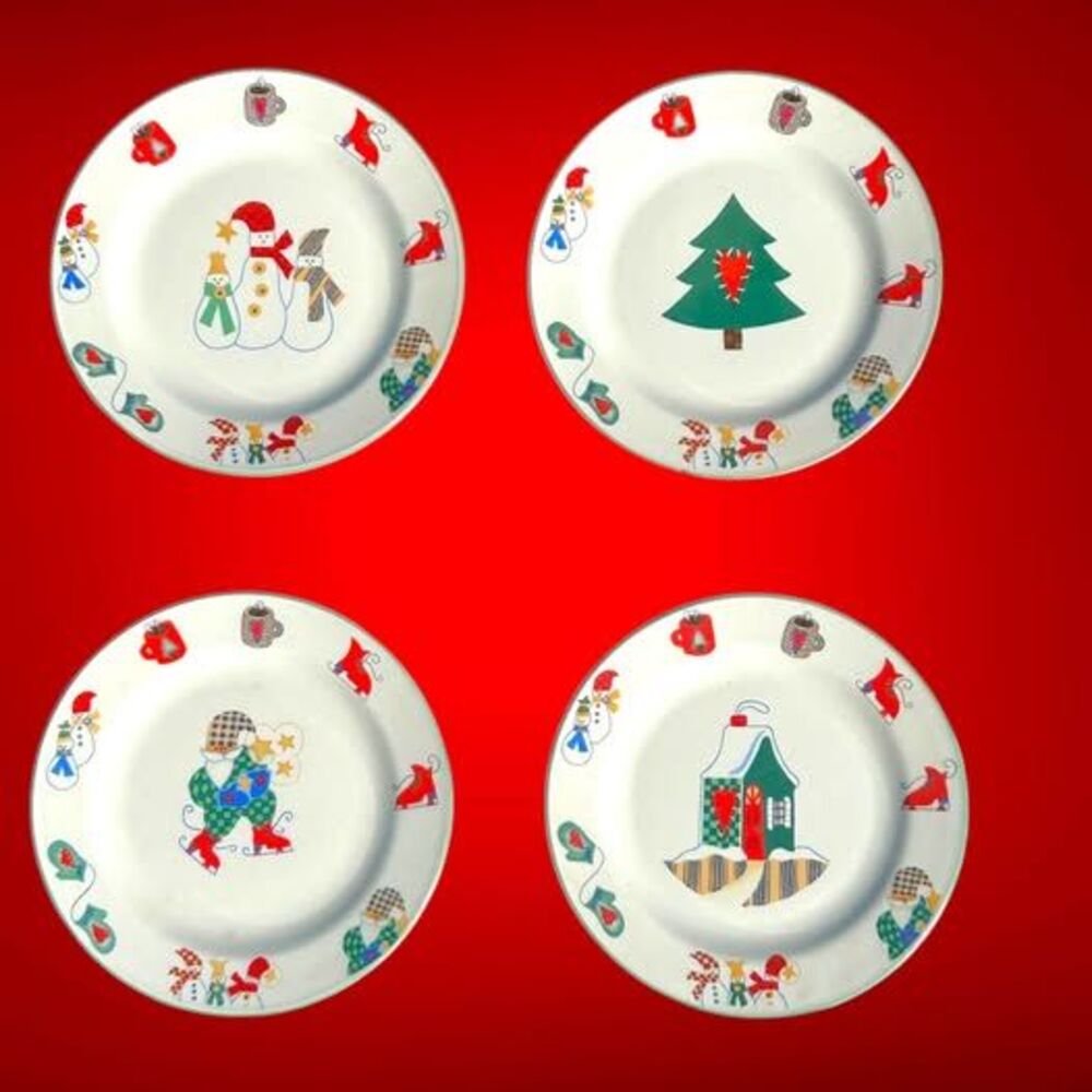 Vintage Christmas Salad Plates By Ro Gregg 4 Welcome Winter Kids Table